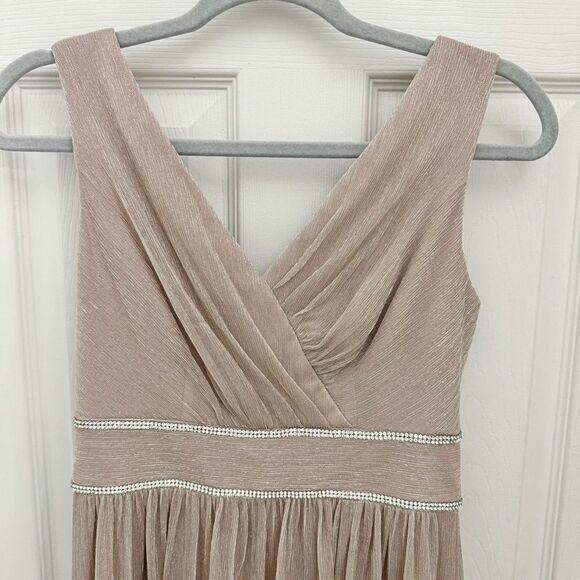 NWT Oleg Cassini Metallic Glitter Tank Dress Size 2 Blush Pink A-Line Wedding - Picture 8 of 10
